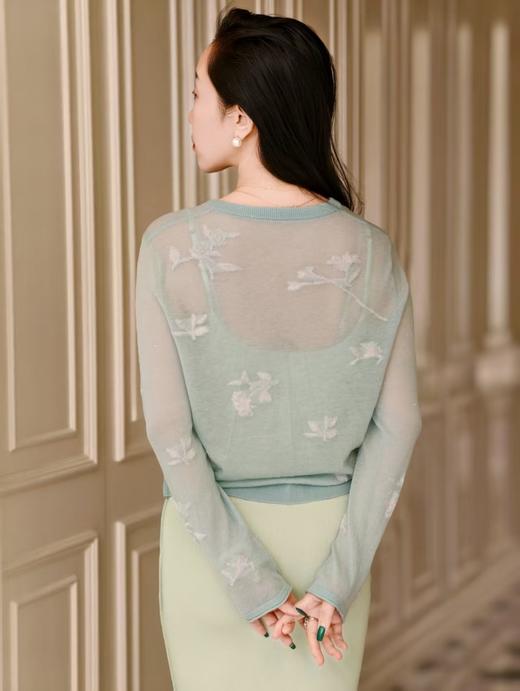 【3.6上新】早春青芜🌸薄荷绿印花100%绵羊毛开衫 商品图11