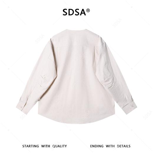 SDSA男装2026新款高贵轻奢宽松慵懒亨利领衬衫通勤百搭套头上衣 商品图4