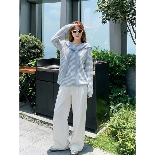 <曾小咸推荐>3.10现货秒杀 ！微信超特价！韩系带披肩条纹针织衫 日常179.99 立减100 秒杀79.99！！ 商品图4