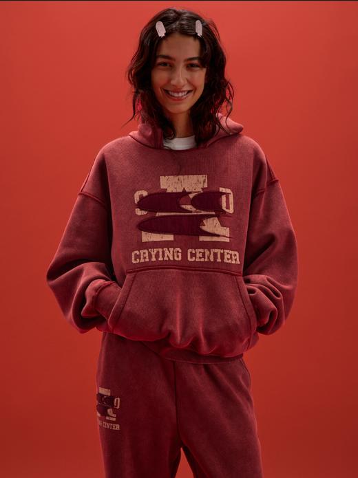 CryingCenter联名bofc 奥粒绒洗水做旧复古字母连帽卫衣 商品图4