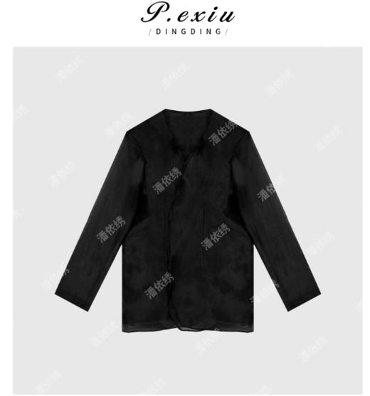 03-2潘依绣丁丁宠粉醋酸拼接真丝薄款高级极简西装Q8847 商品图0