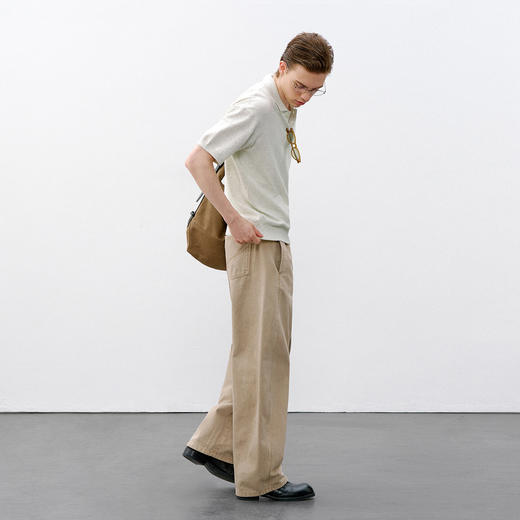 714street微宽松老钱风短袖T恤男2026夏季山羊绒棉混纺针织POLO衫 商品图4