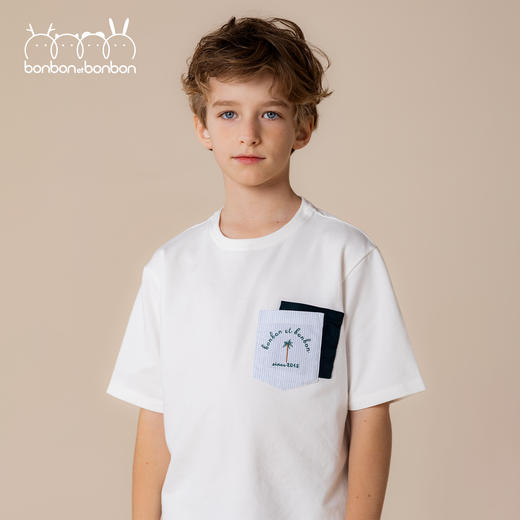 棕榈树刺绣撞色T恤 商品图1