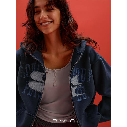 CryingCenter联名bofc 加绒毛毡SoulBody做旧复古拉链卫衣 商品图2