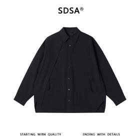 SDSA男装2026新款高贵轻奢设计感衬衫宽松不规则下摆长袖衬衣百搭