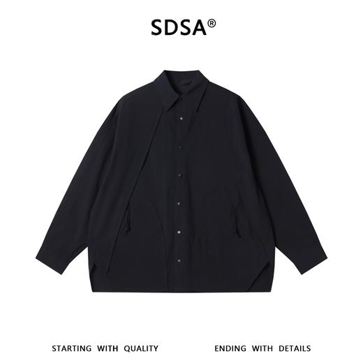 SDSA男装2026新款高贵轻奢设计感衬衫宽松不规则下摆长袖衬衣百搭 商品图0