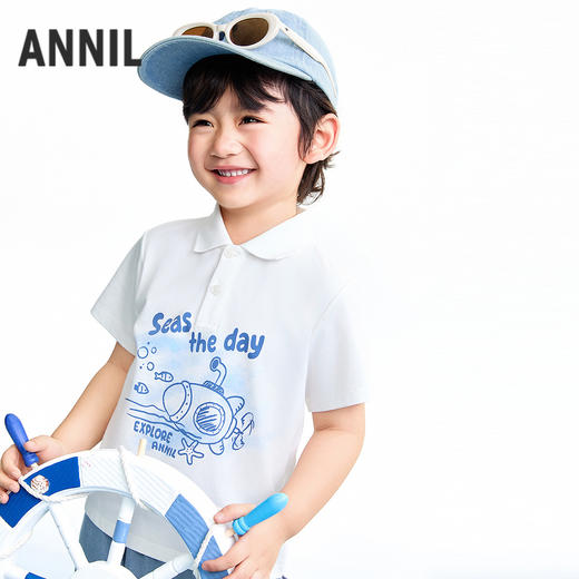 【实体店同款】男童翻领短袖针织衫夏季新款安奈儿童装XB621153 商品图2