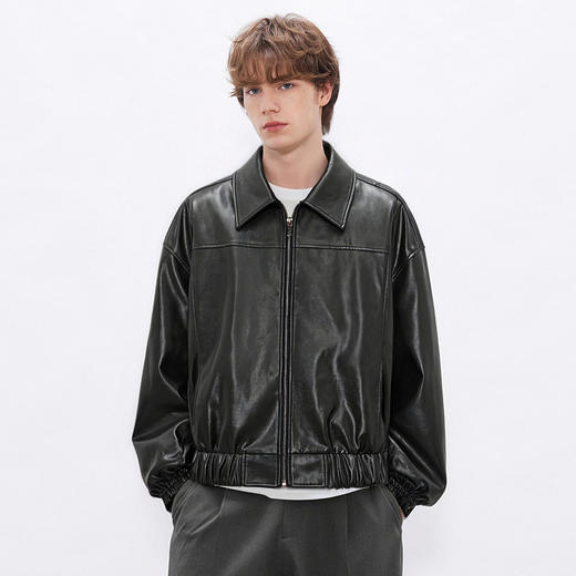 gxg.jeans男装25春热卖翻领PU皮衣美式夹克飞行员外套#J25D211011 商品图2