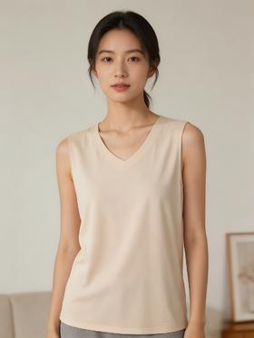 【醋酸砂洗平纹系列】SCHIESSER德国舒雅女士外穿打底随性多用途V领背心 31/27192V