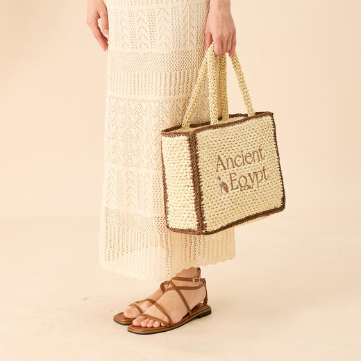 大英博物馆 安德森猫系列刺绣大容量草编包手拎包 商品图2