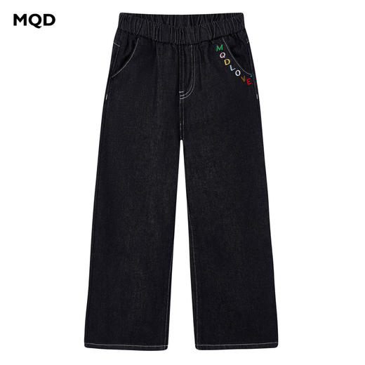 【MQD】童装女大童26春季新款儿童学院风休闲百搭字母印花水洗牛仔裤 商品图1
