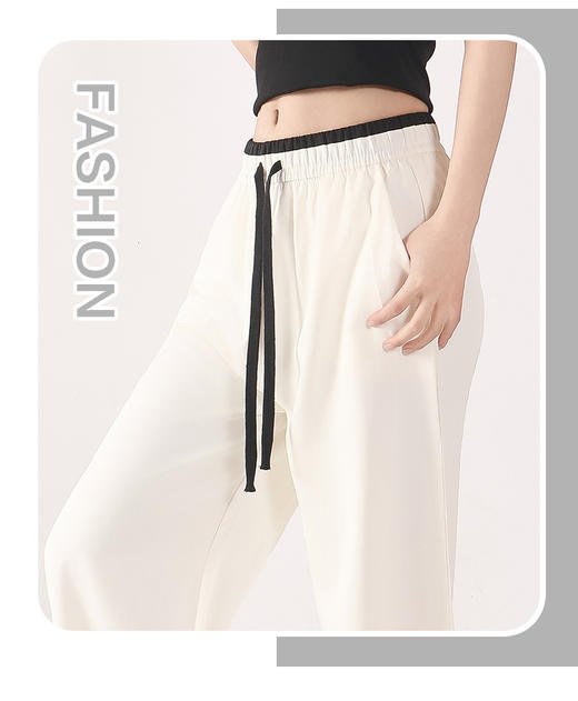 雪梵莱 【春夏撞色柔丝裤】甄选优质面料，小个子高个子都能驾驶 不挑身材，遮肉显瘦，无拘无束，透气舒适，不缩水 不起球 不变形 高腰阔腿裤的版型#L 商品图1