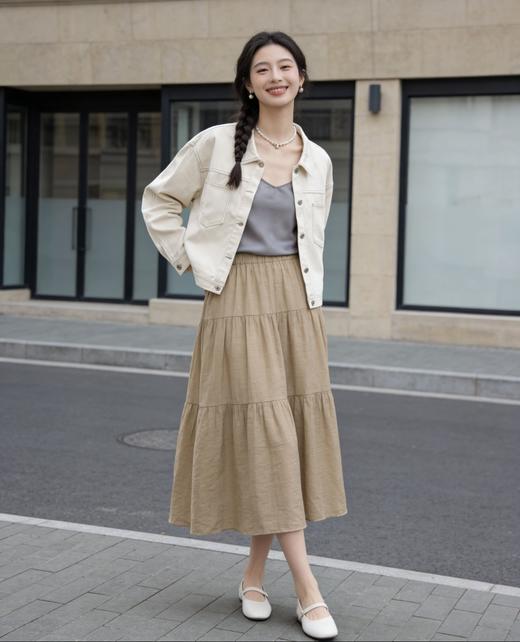 LONGNVFAIR彩棉牛仔外套，春季爆火穿搭，温柔又高级！纯棉水洗牛仔，柔雾粉/白色【3-7天发货，周末顺延】【G】 商品图5