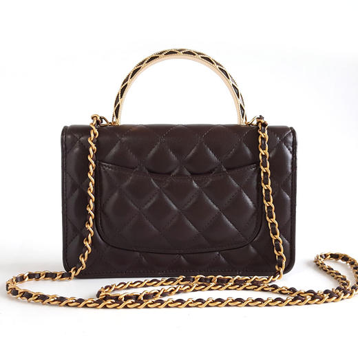 【95新】CHANEL香奈儿AP3370 B12915 NO207 23A深紫色蕾丝浮雕手柄woc链条包单肩包女士040326NJ15 商品图4