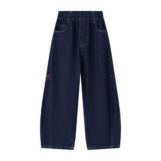 【MQD】女大童冬新款儿童百搭宽松加绒裤子萌趣卡通奥粒绒牛仔裤 商品图4