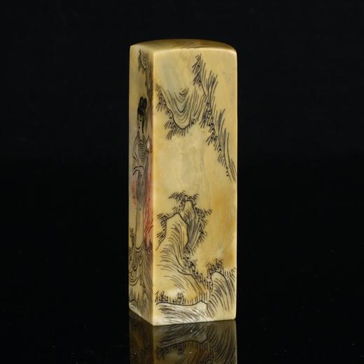 孤品17880昌化冻石线刻美女山水画方章书画闲章/藏书章2.6*2.6*8.3cm 商品图1
