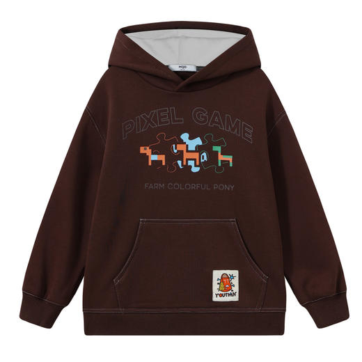 【MQD】童装男大童冬新款儿童加绒加厚保暖潮酷印花学院风连帽卫衣 商品图4