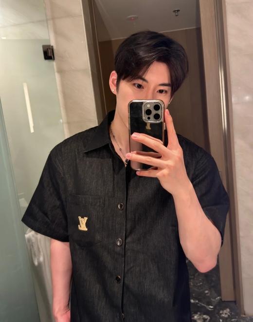 驴家25ss拉菲草刺绣牛仔短袖衬衫（DY） 商品图7