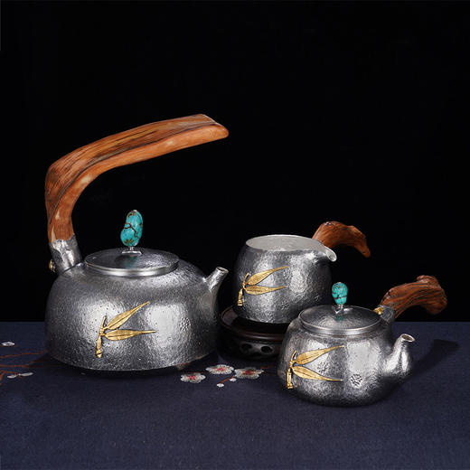 子佩集S999银+崖柏【竹香入梦】提梁壶小茶壶公道杯摆件套装【TG003】【TG005】【TG006】2403 商品图0