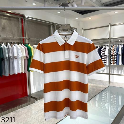 商务休闲翻领短袖T恤丝光棉5A抗菌宽条纹上衣   MDH-3211 商品图2
