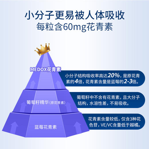 MEDOX花青素胶囊 挪威原装进口 越橘非叶黄素 蓝莓护眼 17中花青素60mg 商品图5
