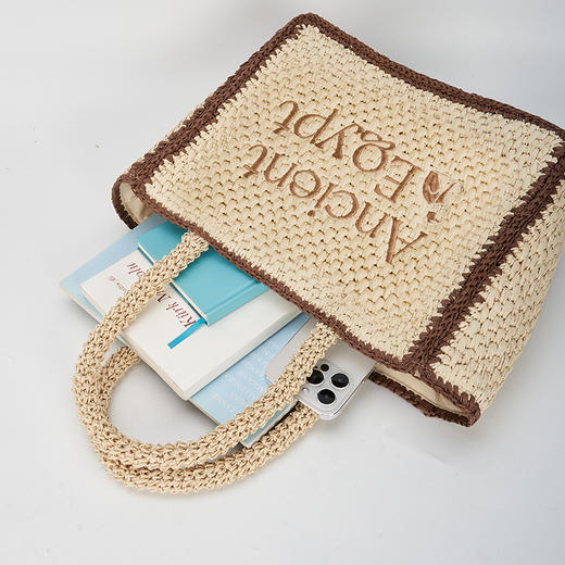 大英博物馆 安德森猫系列刺绣大容量草编包手拎包 商品图3