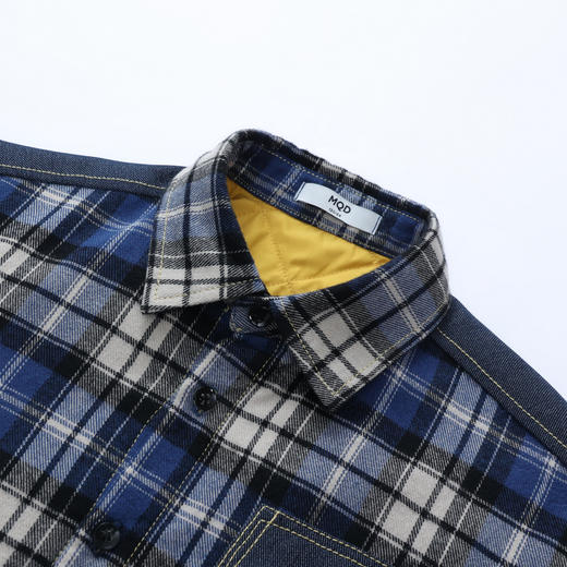 【MQD】童装男大童冬新款儿童休闲保暖百搭上衣格纹夹棉衬衫外套 商品图2