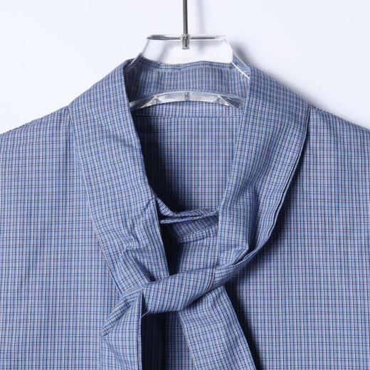 42877SDSA男装2026新款高贵轻奢细格纹系带衬衫宽松设计感百搭长袖衬衫 商品图1