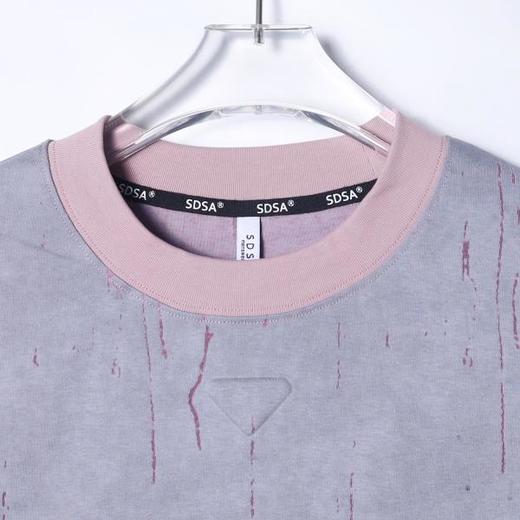 夏季高级感新款男士美式磨破倒三角圆领短袖T恤宽松潮流宽松上衣 商品图1