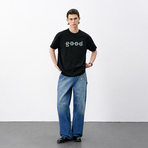 714street7A抗菌吸湿速干短袖2026夏季美式复古纯棉印花情侣T恤男 商品图3