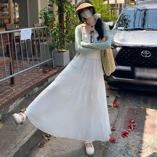 【💥穿出大长腿59/件】杏色半身裙女春秋2026新款温柔百褶长裙气质小个子a字伞裙蛋糕裙聚★为爱严选★为爱严选 商品图2