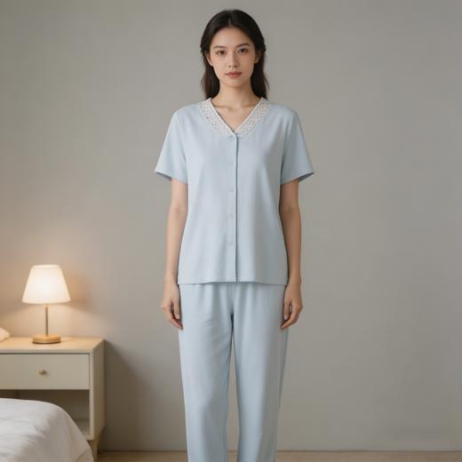 【天丝棉双面】SCHIESSER德国舒雅女短袖长裤套装60支天丝棉双面 50%天丝  50%棉     31/27121H 商品图1