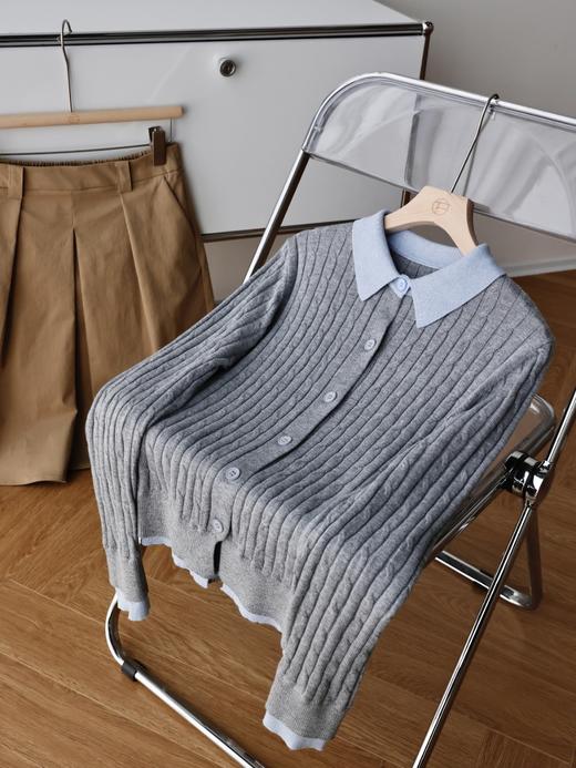 爆款3-7天发货！cosAcosB秋季天丝条纹圆领长袖针织衫M9018 商品图5