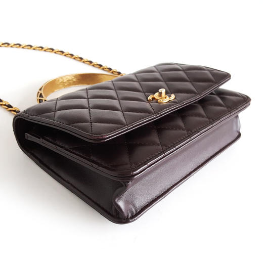 【95新】CHANEL香奈儿AP3370 B12915 NO207 23A深紫色蕾丝浮雕手柄woc链条包单肩包女士040326NJ15 商品图6