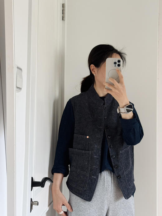 26春-45*R立领亚麻混纺牛仔马甲【包邮+三天无理由退换】 商品图8