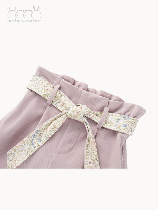 紫灰系带设计短裤 商品图2