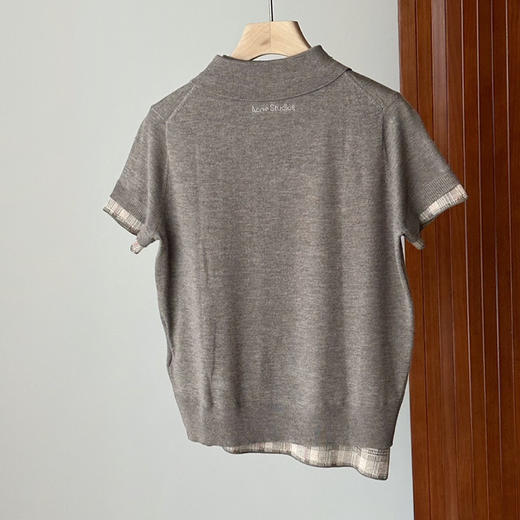 Acne时髦格纹假两件针织polo短袖3.3 商品图7