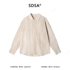 SDSA男装2026新款高贵轻奢法式复古风格宽松长袖衬衫褶皱百搭衬衫