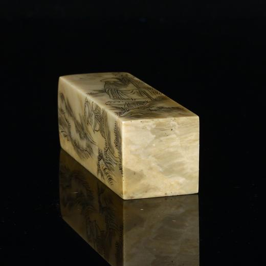 孤品17879昌化冻石线刻山水画方章书画闲章/藏书章2.6*2.6*8.5cm 商品图3