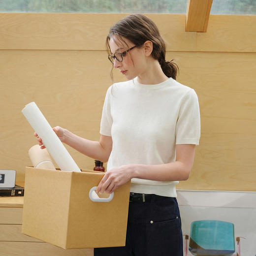 714street正肩合身收腰圆领针织衫2026夏季老钱风休闲短袖T恤女款 商品图0