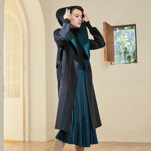KD9A5斯尔丽瑟俪冬季新品保暖时尚修身翻领女士中长款毛呢大衣 商品图2