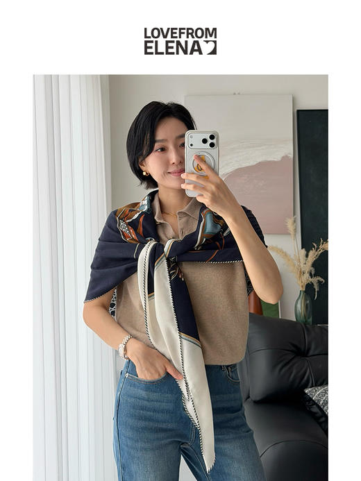 「丝巾来啦」 春日百搭款 丝羊绒三角丝巾 商品图2