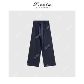 03-2潘依绣丁丁宠粉亚麻气质法式飘带长裤 Q6759