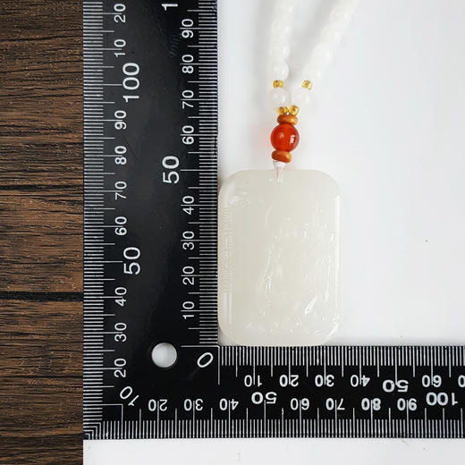 【天然正品】天然青海料细腻一级白雕佛公平安无事牌和田玉珠串项链 链长：38CM 140226NJS23 商品图2