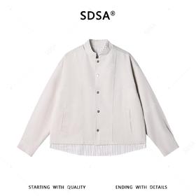 SDSA男装2026新款高贵轻奢假两件立领夹克宽松条纹拼接外套休闲款