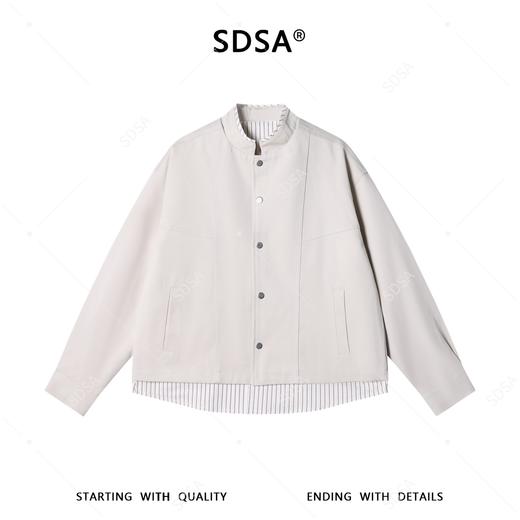 SDSA男装2026新款高贵轻奢假两件立领夹克宽松条纹拼接外套休闲款 商品图0