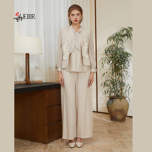 司歌天丝亚麻春秋蝴蝶结衬衫长袖T921273y 商品图3