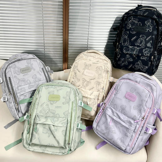 甜酷小熊风 初高中生大容量双肩包 SS609 5色可选 商品图1