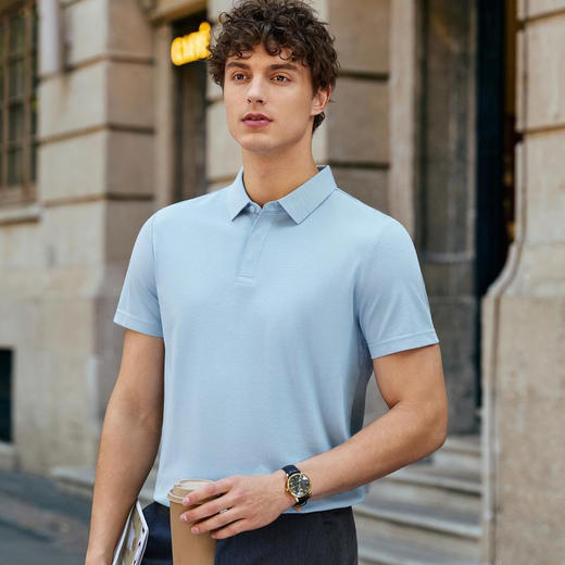 纯色简约经典百搭商务短袖翻领艾高珠地棉polo衫   XYD-5900 商品图4