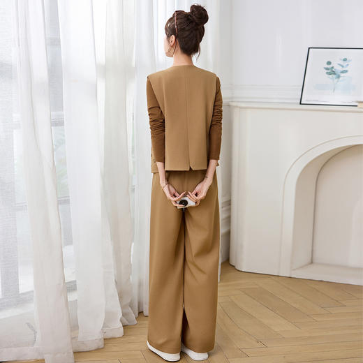 2026春季新款女无袖V领钉珠马甲针织衫休闲阔腿裤三件套装LT2616 商品图1